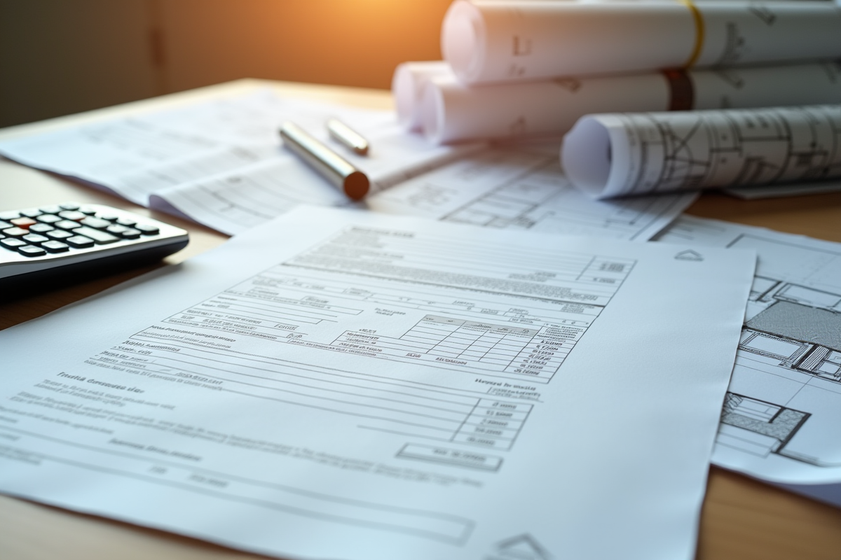 Contrat immobilier et calculatrice sur bureau en journee