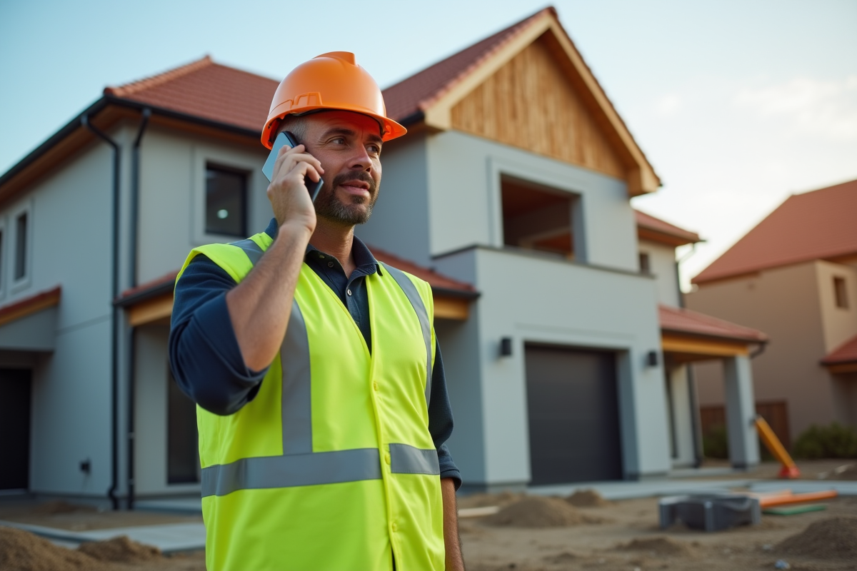 Chef de chantier inspectant une fuite d