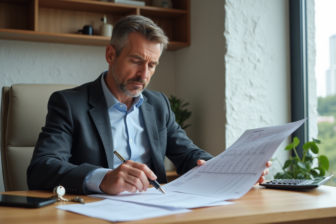 Homme d affaires concentré sur ses documents immobiliers