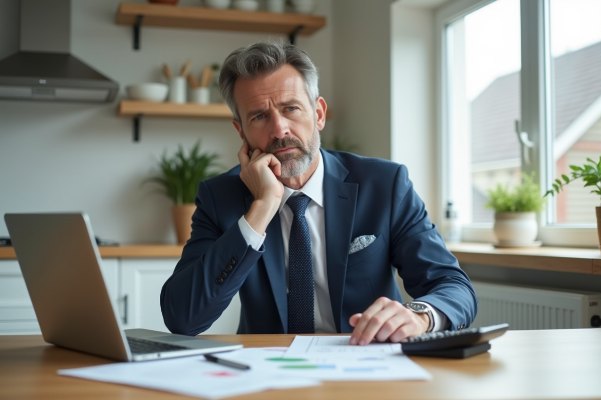 Homme d affaires en costume au bureau avec documents