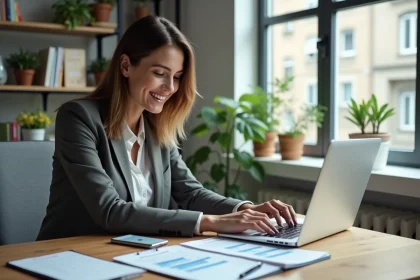 Femme d affaires dans un bureau moderne et lumineux