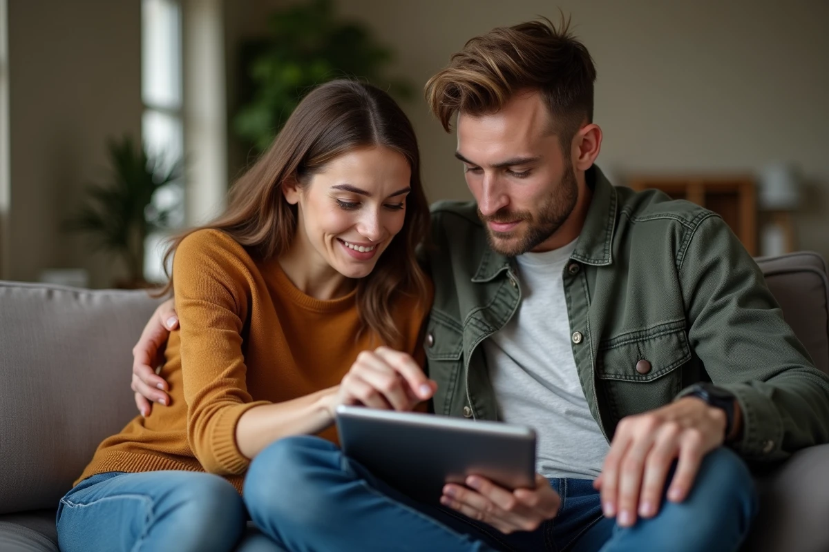 Couple consultant le portail Alin.fr pour comprendre les critères et délais d'attribution de logement