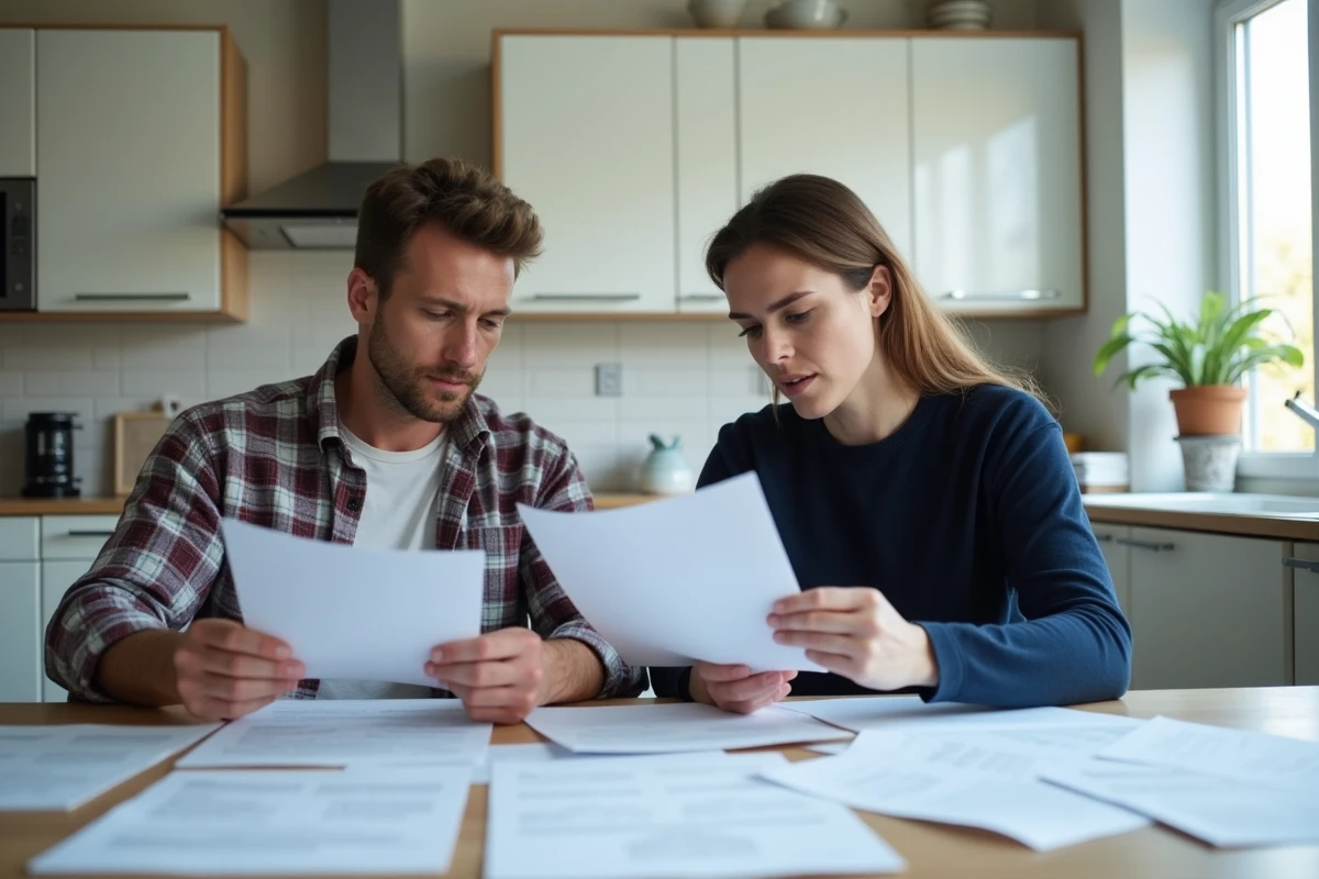 Couple en train de signer des documents de vente immobilière à la maison dans le cadre d'un divorce près de Metz