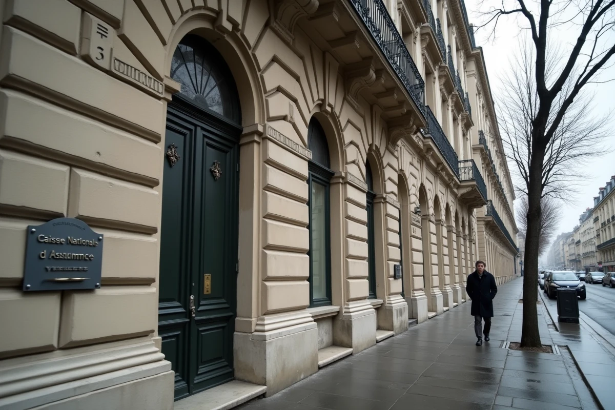 Façade d'un bâtiment administratif parisien de style haussmannien avec plaque institutionnelle rue Manin Paris 19e