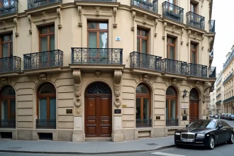 Immeuble haussmannien typique du 7e arrondissement de Paris avec balcons en fer forgé et façade en pierre de taille